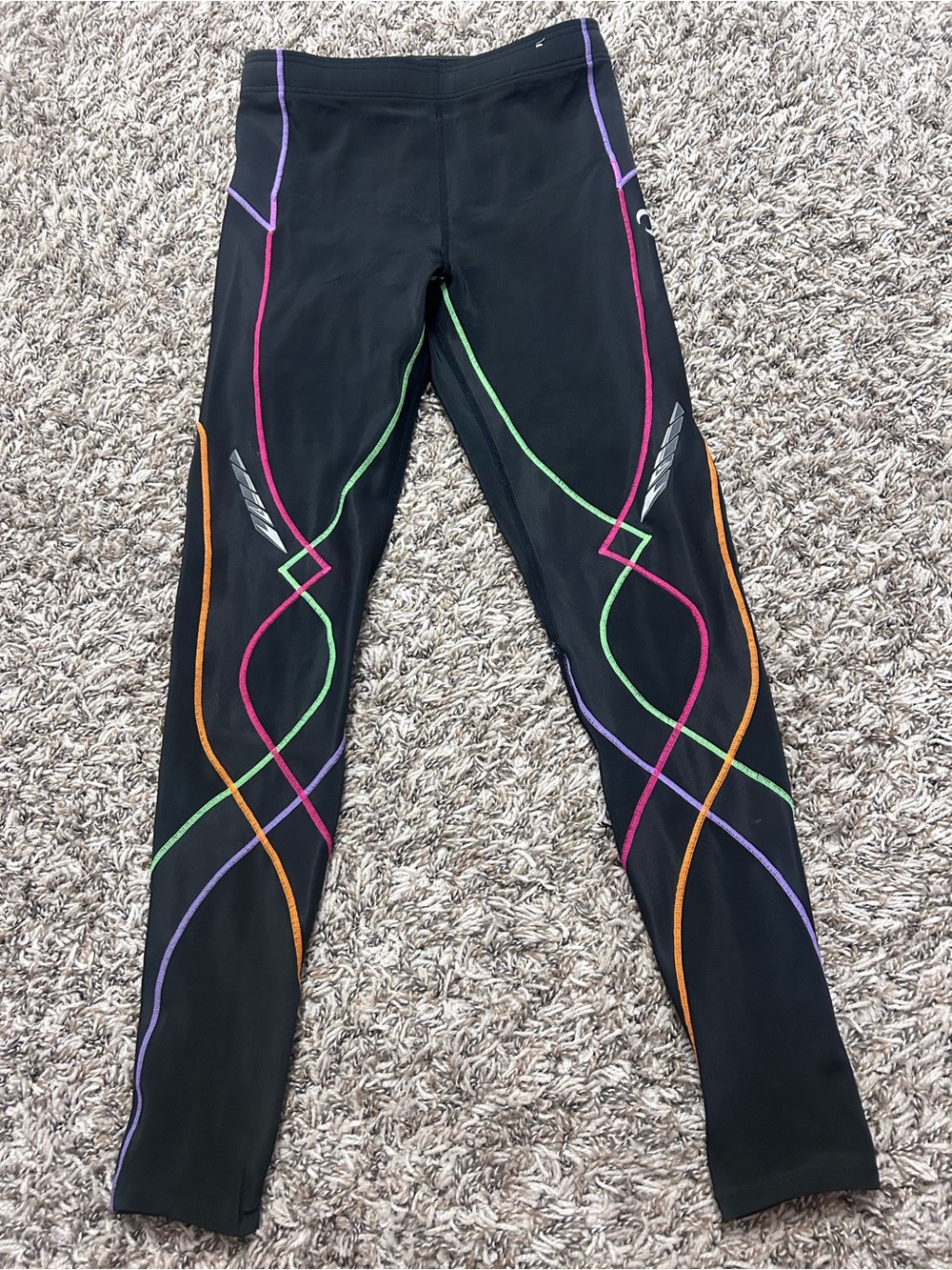 CW-X Women’s Black Leggings with Multicolor Accents